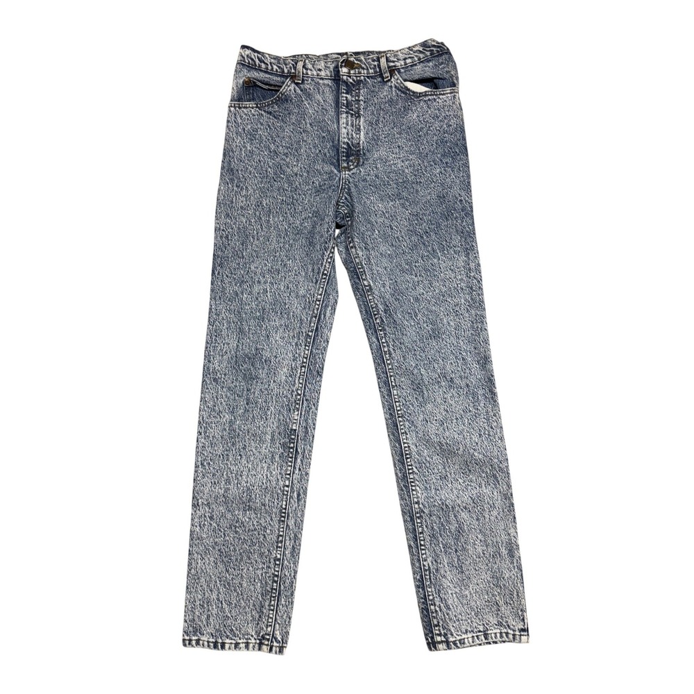 Vintage Lee Storm Rider Acid Wash Jeans 1980s USA Union Made Blue 33x34 (32x32)